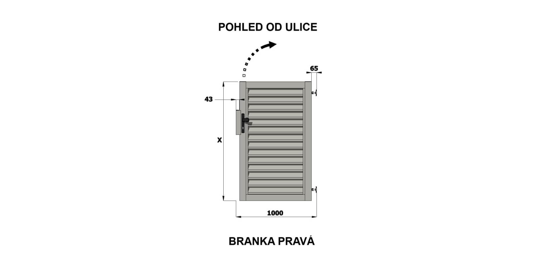 Hliníková bránička PORTO Lite 1000x1294mm RAL7016 DEKOR BOROVICA pravá