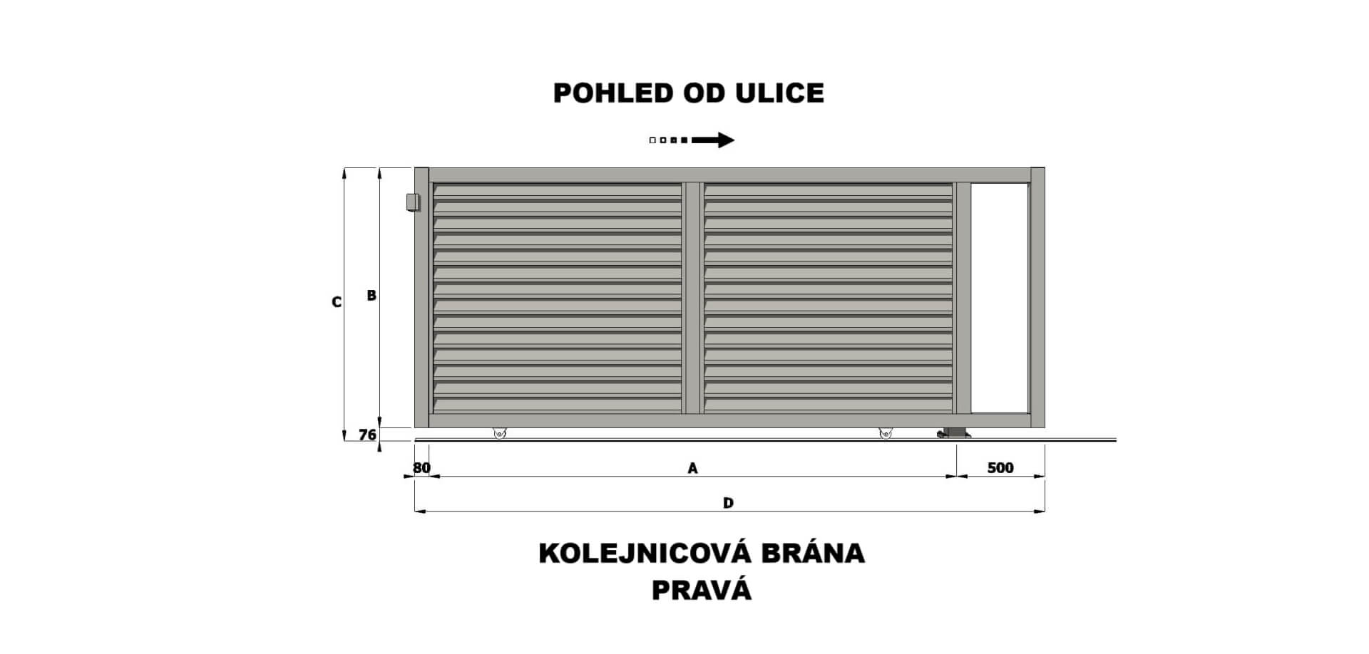 Hliníková koľajnicová posuvná brána PORTO Lite 3000x1294mm RAL7016 DEKOR BOROVICA pravá