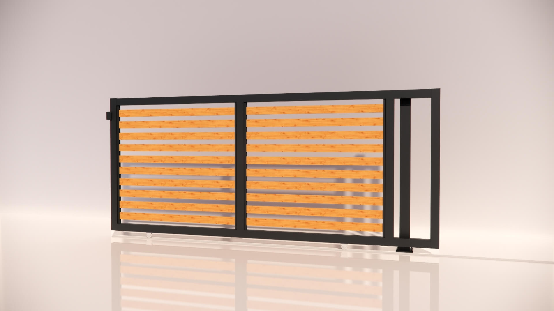 Hliníková koľajnicová posuvná brána REMO80 Lite 3000x1510mm RAL7016 DEKOR BOROVICA pravá