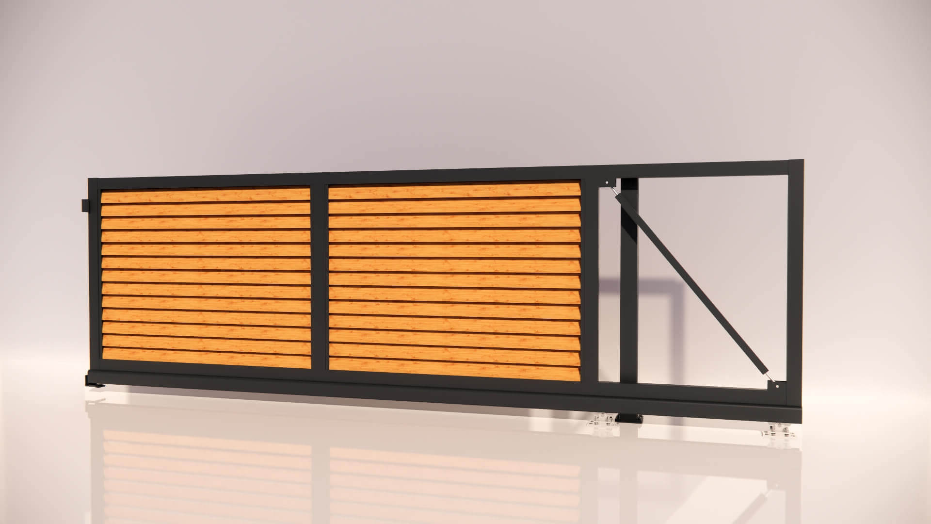 Hliníková samonosná posuvná brána PORTO Lite 3000x1294mm RAL7016 DEKOR BOROVICA pravá