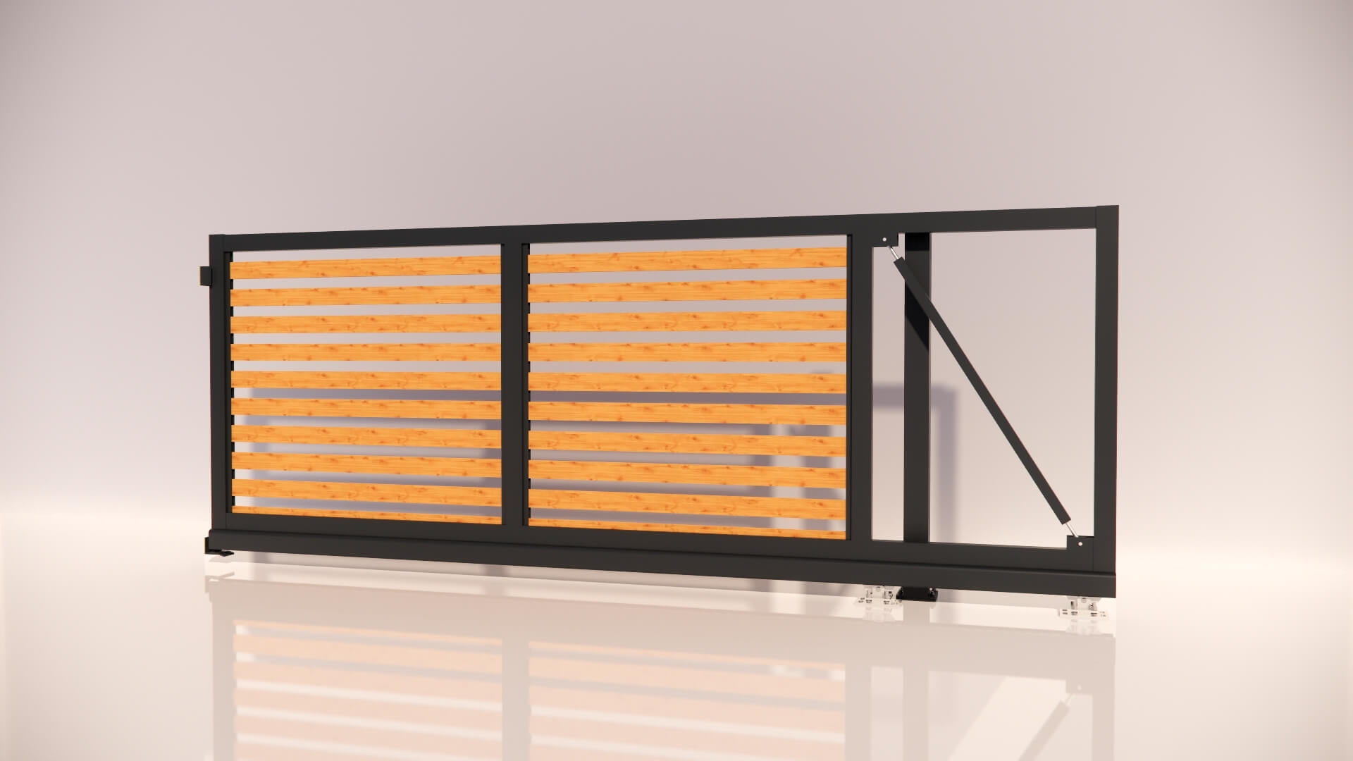 Hliníková samonosná posuvná brána REMO80 Lite 3000x1720mm RAL7016 DEKOR BOROVICA pravá