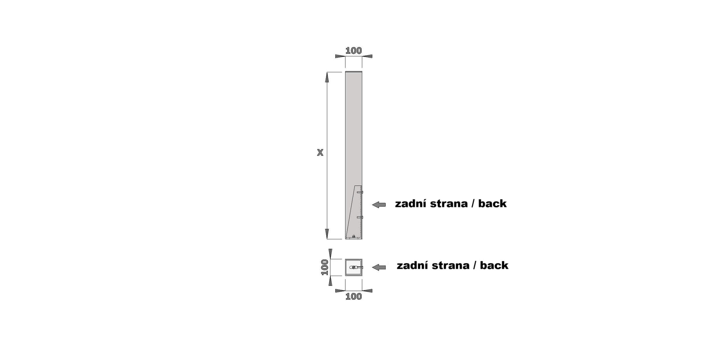 Stĺp 100x100x4 s čiapkou a U-konzola 700mm RAL7016